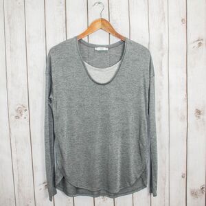 VINCE Women's Long Sleeve Scoop Neck Blouse Gray Rayon poly Size XS